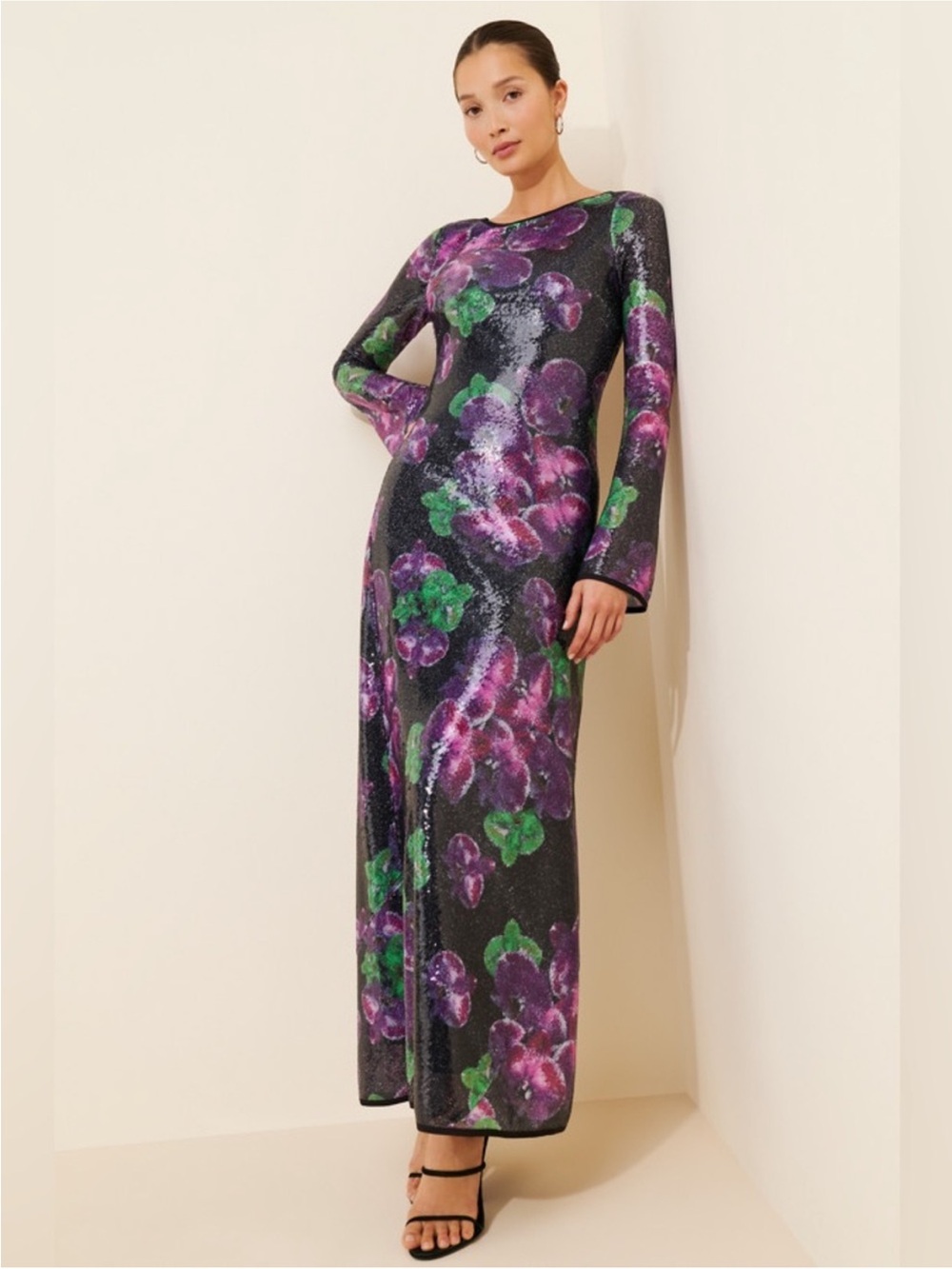 The Wolf Gang Lenee Sequin Long Sleeve Dress, Size: M
